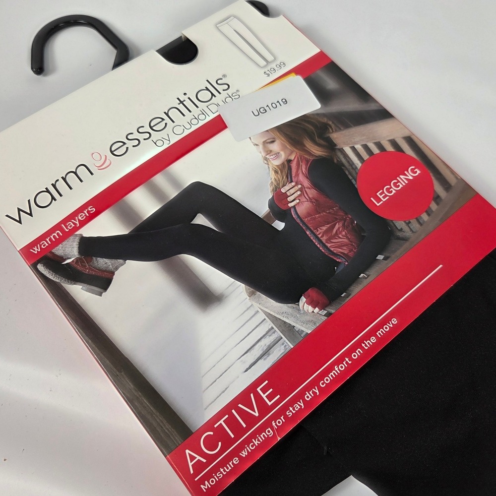 Warm Essentials by Cuddl Duds Active Leggings Black Small Moisture Wicking NIB